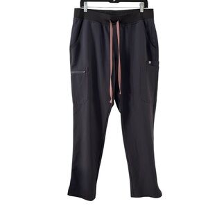 FIGS Yola Scrub Pants Yoga Style Size L | Dark Grey High-Waisted Comfortable Fit